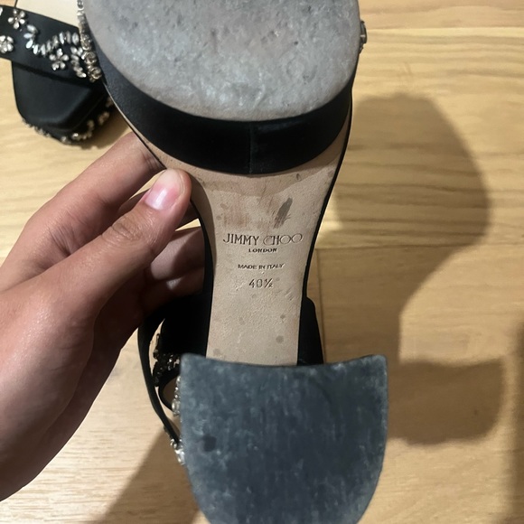 Jimmy Choo Jax Crystal-Embellished Satin Platform Sandals - Picture 6 of 7